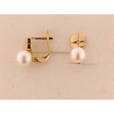 Pendientes Oro Perla Piedra