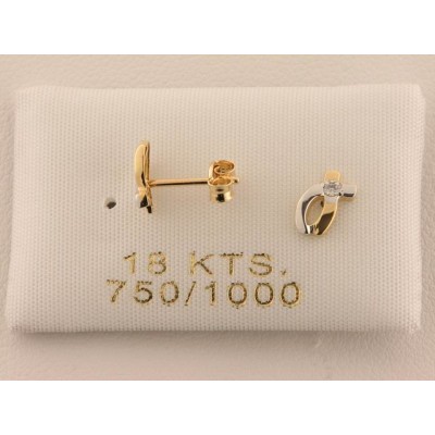 Pendientes Oro Bicolor Piedra