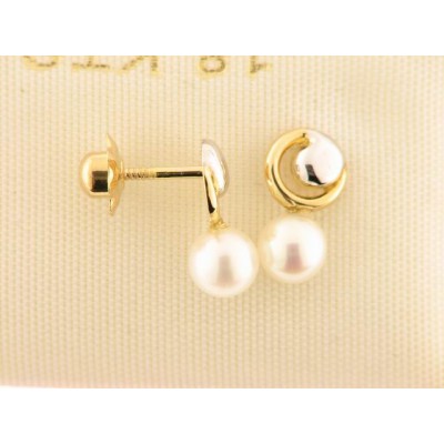 Pendientes Oro Bicolor Perla