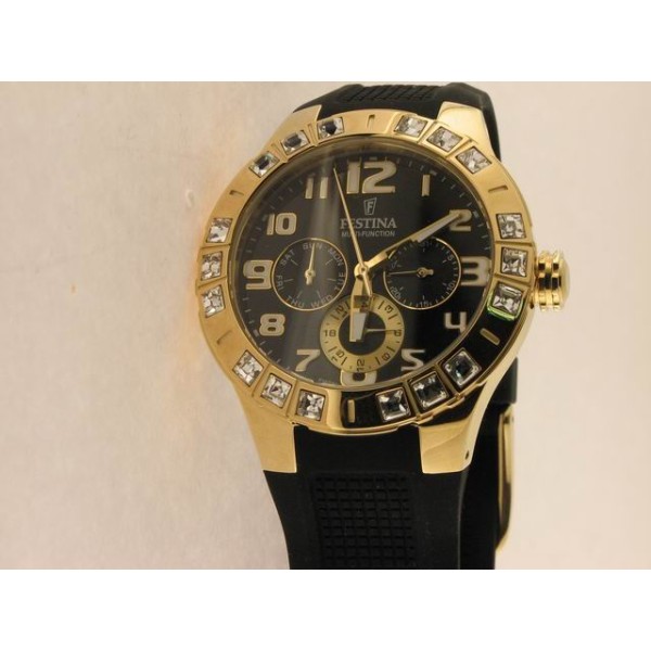 Festina Multifuncion Agujas Acero Chapado caucho