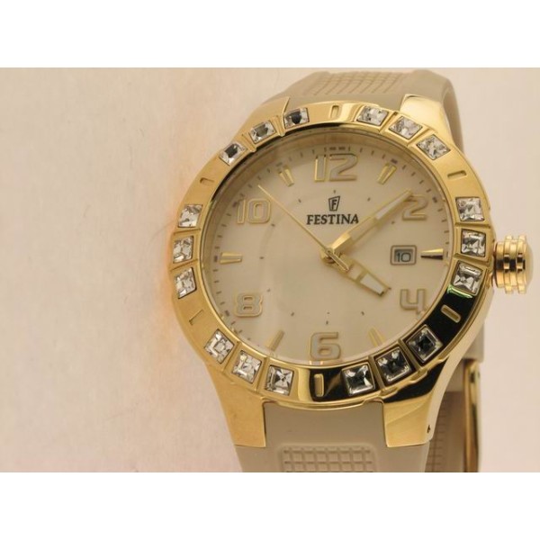 Festina Agujas Acero Chapado Caucho
