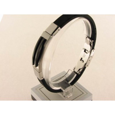 Lotus style pulsera acero caucho