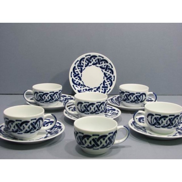 Tazas Te c/plato Encadrelado (6 unidades)