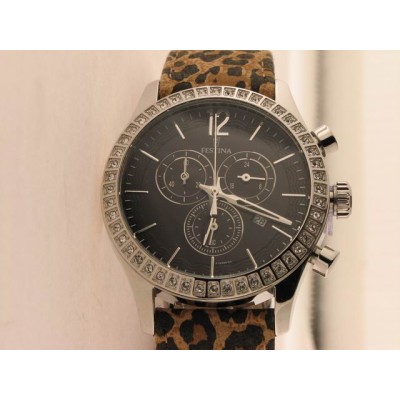 Festina Crono Agujas Acero Correa