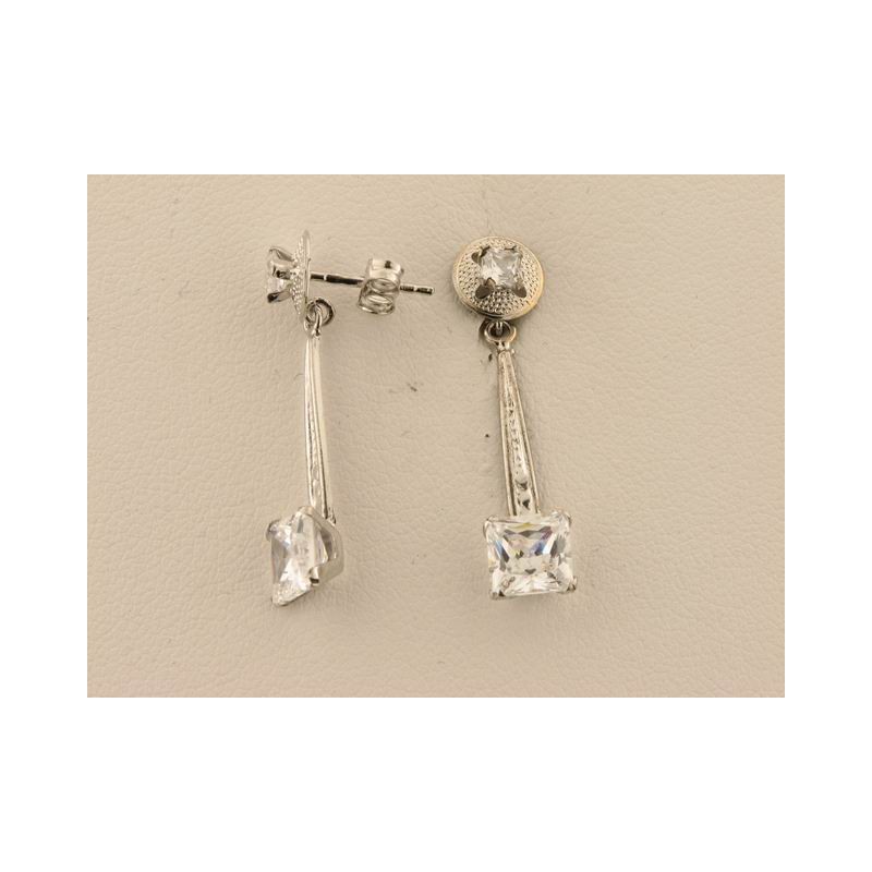 Pendientes Oro Blanco Piedras