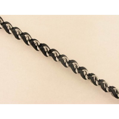 Lotus style pulsera acero piel