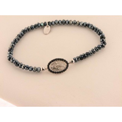 Lotus plata pulsera piedras