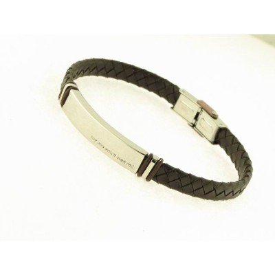 Fashion pulsera acero piel