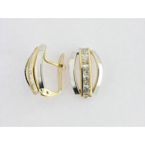 Pendientes Oro Bicolor Piedras