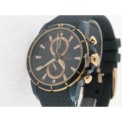 Festina Crono Agujas Acero Caucho