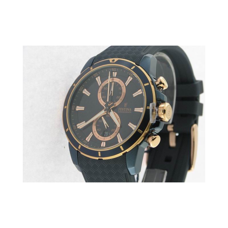 Festina Crono Agujas Acero Caucho