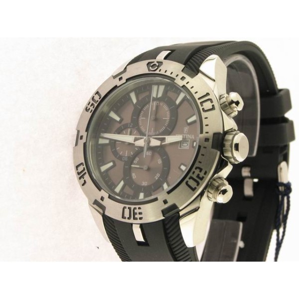 Festina Crono Agujas Acero Caucho