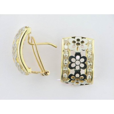 Pendientes Oro Bicolor Piedras