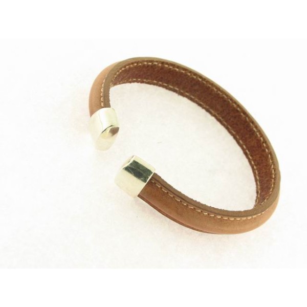 Pulsera aro piel plata