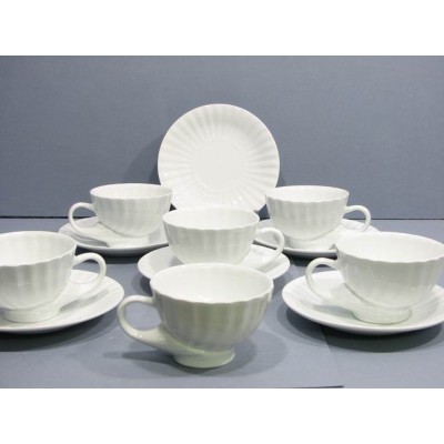 Tazas te c/plato blanco conchas (6 unidades)