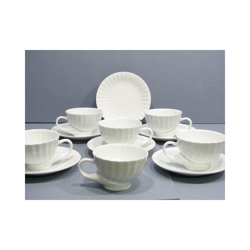 Tazas te c/plato blanco conchas (6 unidades)
