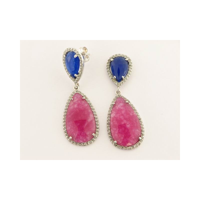 Pendientes Oro Blanco Piedras