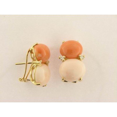 Pendientes Oro Diamantes coral