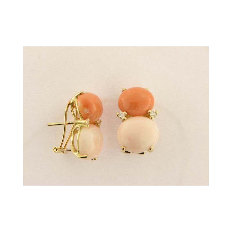 Pendientes Oro Diamantes coral