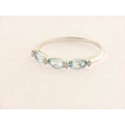 Sortija Oro Blanco Diamantes Topacio