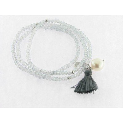 Pulsera plata baño rodio stras