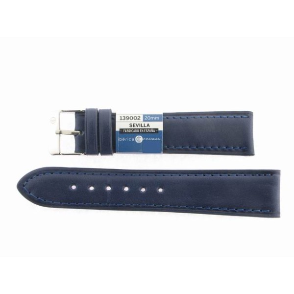 Correa 20 mm Vaquetilla Filetea Azul