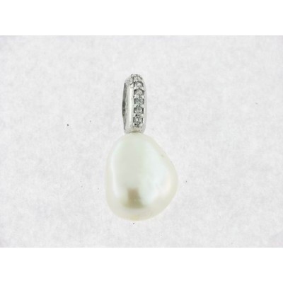 Colgante Oro Blanco Perla Piedras