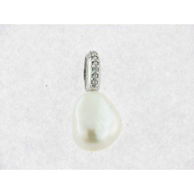 Colgante Oro Blanco Perla Piedras