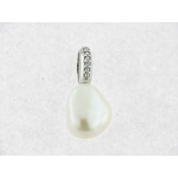 Colgante Oro Blanco Perla Piedras