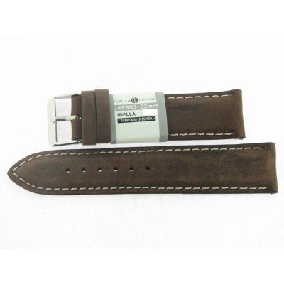 Correa 22 mm Pull Marron Hilo Blanco