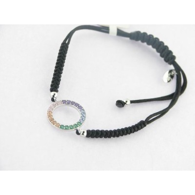 Lotus Pulsera Hilo Plata Piedras