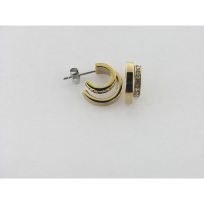 Lotus pendientes aro acero chapado piedras