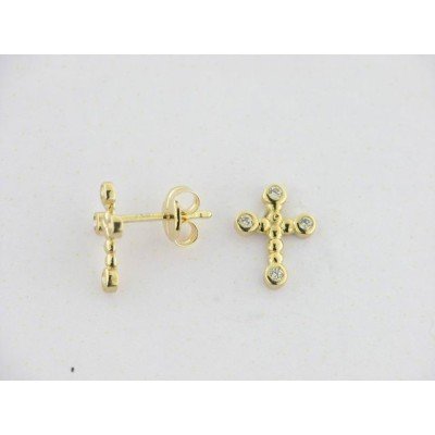 Pendientes Oro Cruz Piedras