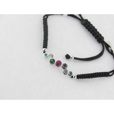 Lotus Pulsera Hilo Plata Piedras