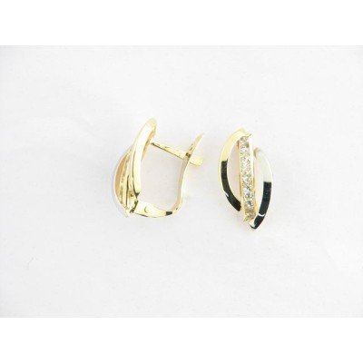 Pendientes Oro Bicolor Piedras