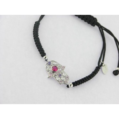 Lotus Pulsera Hilo Plata Piedras