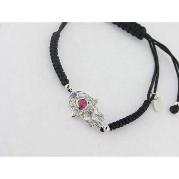 Lotus Pulsera Hilo Plata Piedras