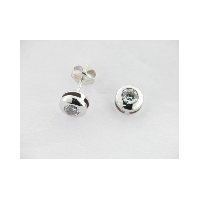Pendientes Oro Blanco Piedra