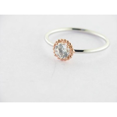 Sortija Oro Blanco/Rosa Piedra