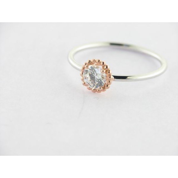 Sortija Oro Blanco/Rosa Piedra