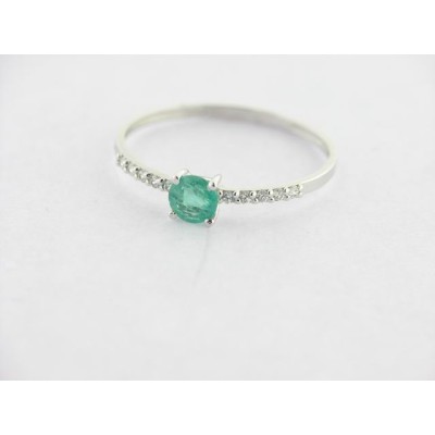 Sortija Oro Blanco Esmeralda/Zirconita