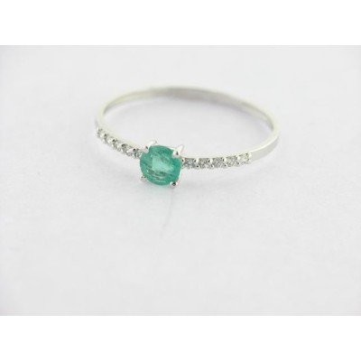 Sortija Oro Blanco Esmeralda/Zirconita
