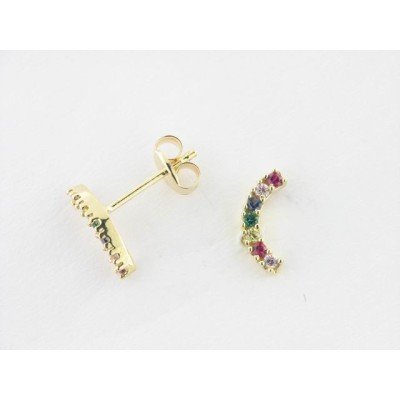 Pendientes Oro Trepador Piedras Colores