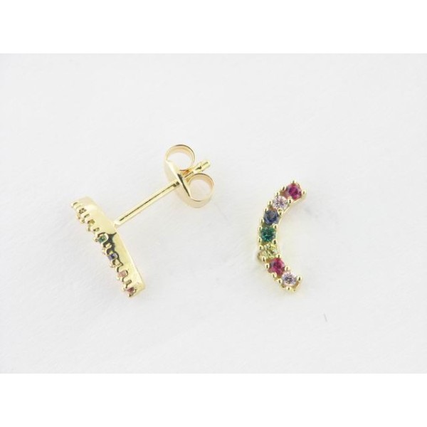 Pendientes Oro Trepador Piedras Colores