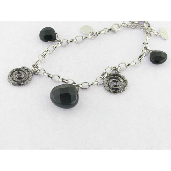 Duran Exquse Pulsera Plata Espiral Onix