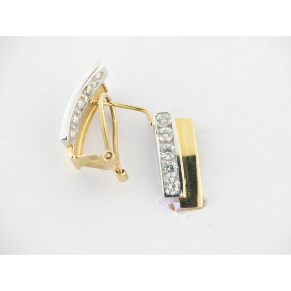 Pendientes oro Bicolor Piedras