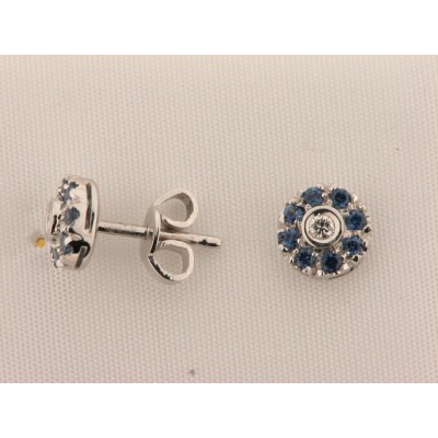 Pendientes Oro Blanco Diamantes Zafiro