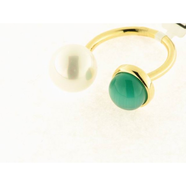 Anillo Plata Chapada Perla Piedra