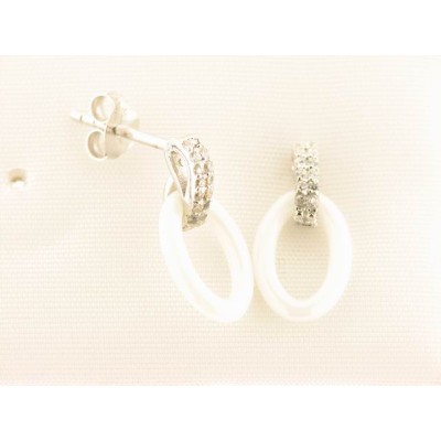 Lotus plata pendientes ceramica