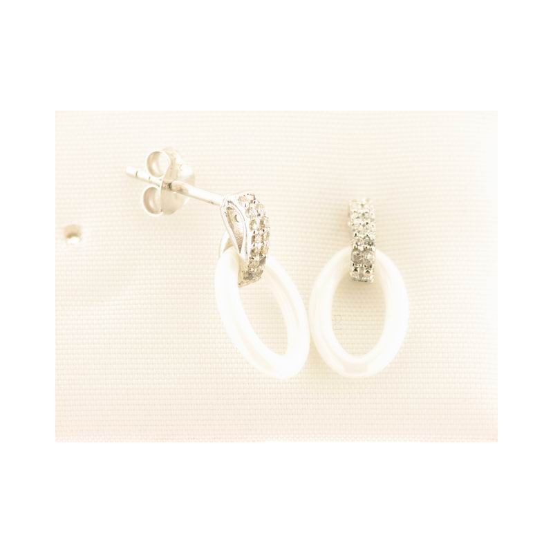 Lotus plata pendientes ceramica